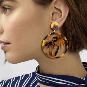 Brown Tortious Palm Tree Laser Cut Resin Earrings